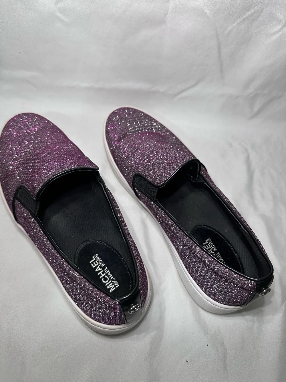 Michael Kors Glitter Slip-On Sneakers in Shimmery Purple